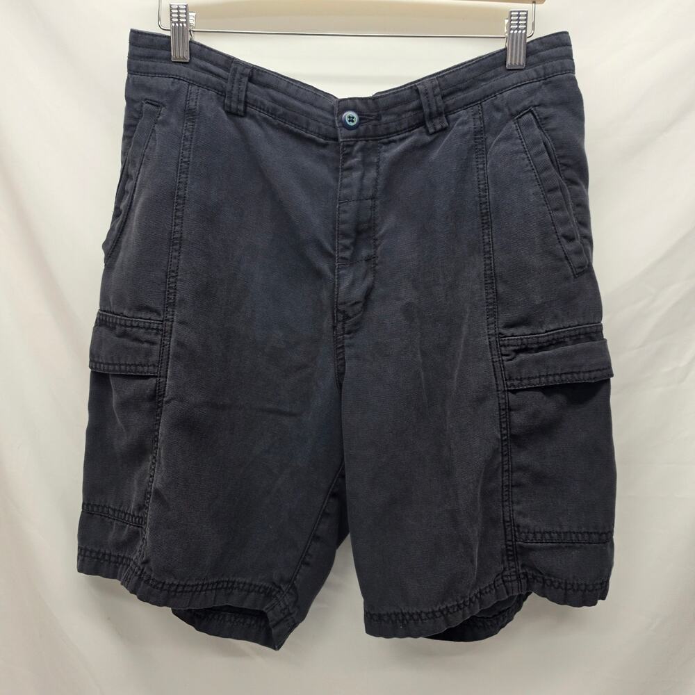 Tommy Bahama Relax Cargo Shorts Mens 33 Navy Blue Tencel Cotton Casual